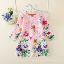 Flores oco out lace vestido vestido design para meninas casuais projetos vestido com boa qualidade